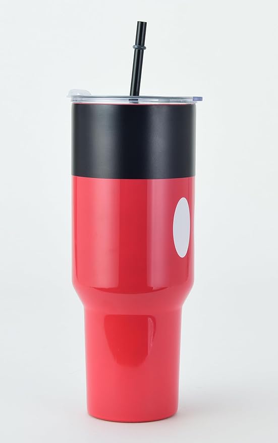 Bioworld Disney Mickey Mouse 40 Oz Stainless Steel Tumbler With Sculpted Arm Handle