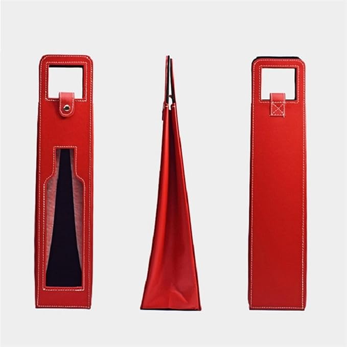 Resuable Leather Wine Tote Bag,Leather Wine Bottle Packaging Bag Classic Single Wine Bottle Gift Bag Leather Wine Carrier Tote Other Bar Accessories