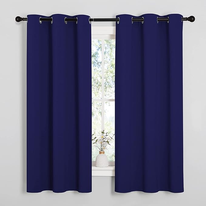 NICETOWN All Season Thermal Insulated Solid Grommet Top Blackout Curtains/Drapes/Panels for Kid's Room (Royal Blue, 2 Panels, 42 x 63 Inch)