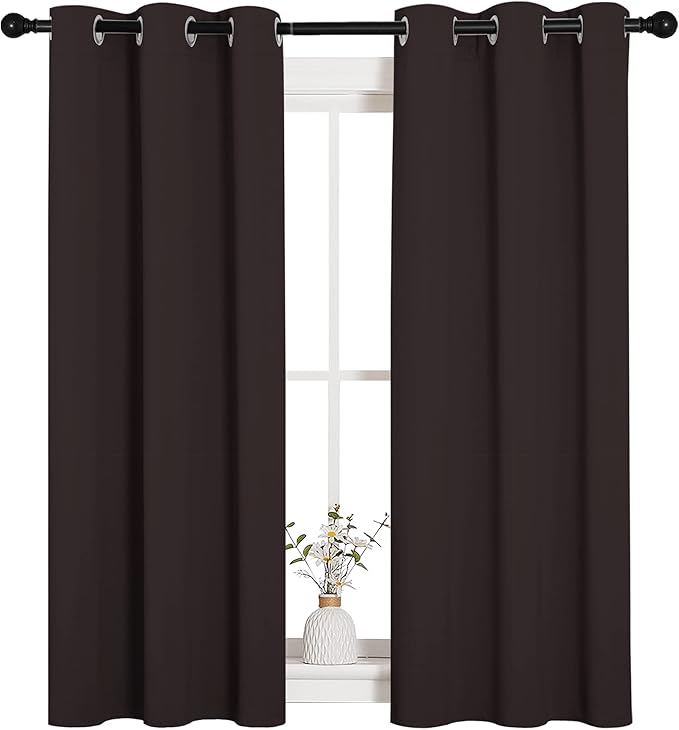 NICETOWN Room Darkening Draperies Curtains, Energy Smart Thermal Insulated Solid Grommet Curtains/Drapes Window Panels (2 Panels, 34-inch x 54-inch, Toffee Brown)