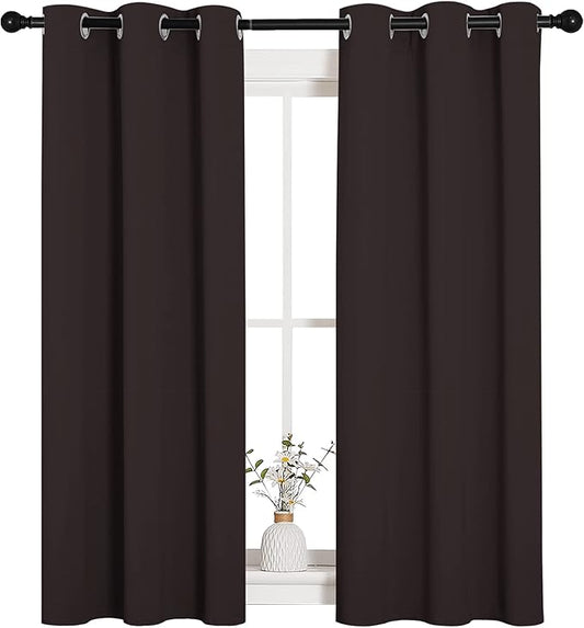 NICETOWN Room Darkening Draperies Curtains, Energy Smart Thermal Insulated Solid Grommet Curtains/Drapes Window Panels (2 Panels, 34-inch x 54-inch, Toffee Brown)