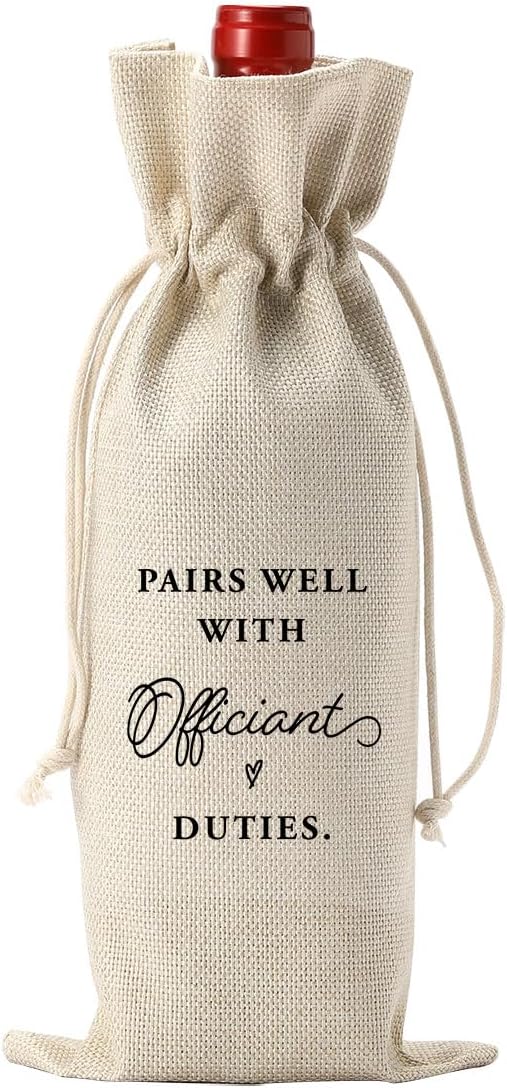 Officiant Gifts for Wedding Day Wine Bag, Officiant Wine Gifts Bag, Gift Ideas for Wedding Officiant Wine Bag, Wedding Officiant Wine Bag, Pairs Well With Officiant Duties Wine Bag