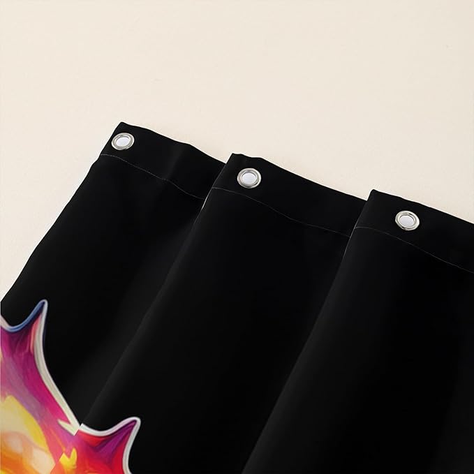 AILONEN Mushroom Shower Curtain,Oil Painting Mushroom Bath Curtain,Cartoon Mushroom Magic Fungus Print Black Waterproof Shower Curtain with 12 Plastic Hooks, 60" W x 72" H