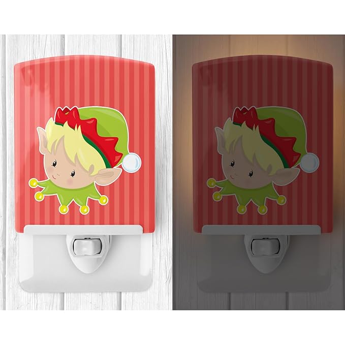 Caroline's Treasures BB8666CNL Christmas Blonde Boy Elf Ceramic Night Light Compact, UL-Certified, Ideal for Bedroom, Bathroom, Nursery, Hallway, Kitchen, 6x4x3, Multicolor