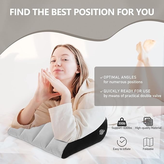 Positioning Wedge Leg Elevation Pillow-Neck Pillows for Pain Relief Deep Sleep Bed Cushion Body Pillow-Knee Pillow Bed Accessories Lumbar Support Pillow for Back Sleeper,Fast Inflating Deflation