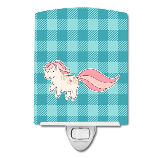 Caroline's Treasures BB7061CNL Little Pink Pony Polkadots Ceramic Night Light Compact, UL-Certified, Ideal for Bedroom, Bathroom, Nursery, Hallway, Kitchen, 6x4x3, Multicolor