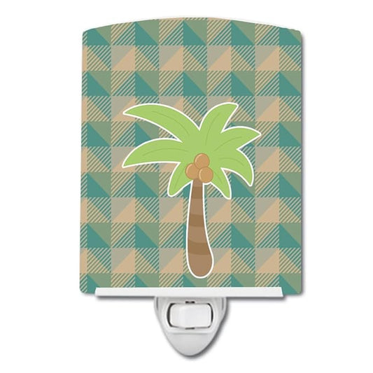 Caroline's Treasures BB7028CNL Palm Tree Ceramic Night Light Compact, UL-Certified, Ideal for Bedroom, Bathroom, Nursery, Hallway, Kitchen, 6x4x3, Multicolor
