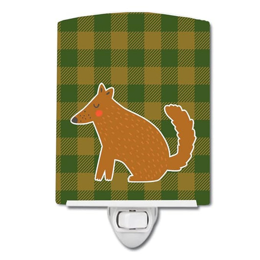 Caroline's Treasures BB6788CNL Brown Wolf Ceramic Night Light Compact, UL-Certified, Ideal for Bedroom, Bathroom, Nursery, Hallway, Kitchen, 6x4x3, Multicolor