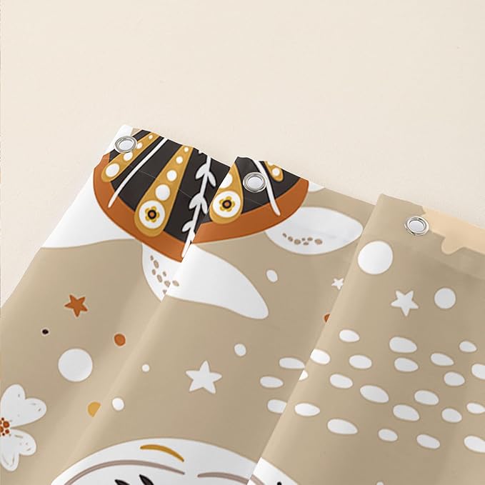 AILONEN Mermaid Shower Curtain,Octopus Whale Retro Mermaid Bath Curtain,Ocean Beach Polyester Waterproof for Bathroom,48" W*72" H with 12 Plastic Hooks