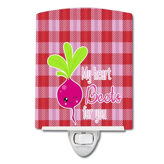 Caroline's Treasures BB9132CNL My Heart Beets for You Ceramic Night Light Compact, UL-Certified, Ideal for Bedroom, Bathroom, Nursery, Hallway, Kitchen, 6x4x3, Multicolor