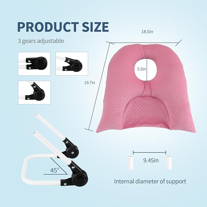 Face Down Pillow for Sleeping, Prone Pillow for Vitrectomy or Retinal Surgery, Adjustable Height Prone Prone Pillow Face Down Sleep, Retina Lying Pillow Eye Surgery Recovery (Checkerboard Pink)