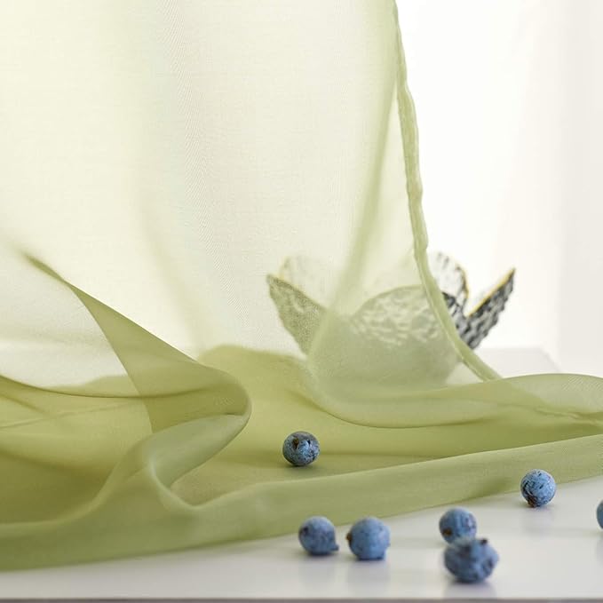 Sage Sheer Voile Curtains Translucent Solid Color Window Treatment 72 Inches Long Panels Rod Pocket 72 Inch Length curtains sheer Sage Green Sheers for Bedroom Living Room 2 Panels 52x72