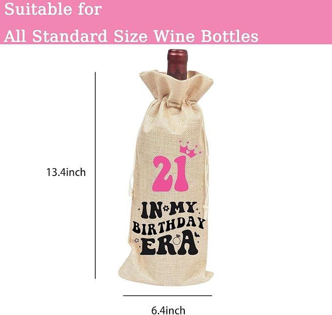 comfit 21th Birthday Gift Ideas for Women Men,21st Birthday Party Decoration Wine Bag Gifts, 21Happy Birthday decor, Pairs Well with Celebrating Birthday Wine Bag for Her Him