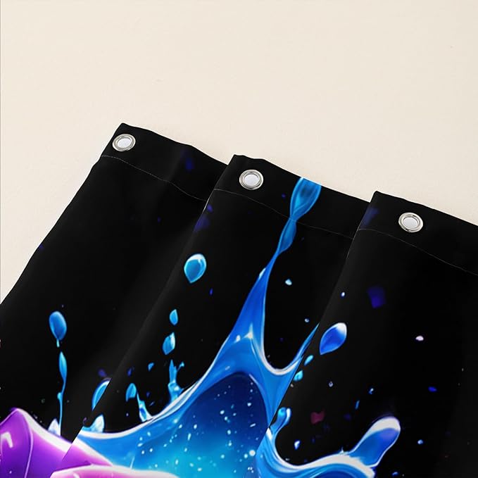 AILONEN Purple Rose Flower Shower Curtain for Bathroom,Splash-Ink Rose Bath Curtain for Kids Girls Women,Romantic Minimalism Curtain Waterproof with 12 Plastic Hooks, 36" W*72" H