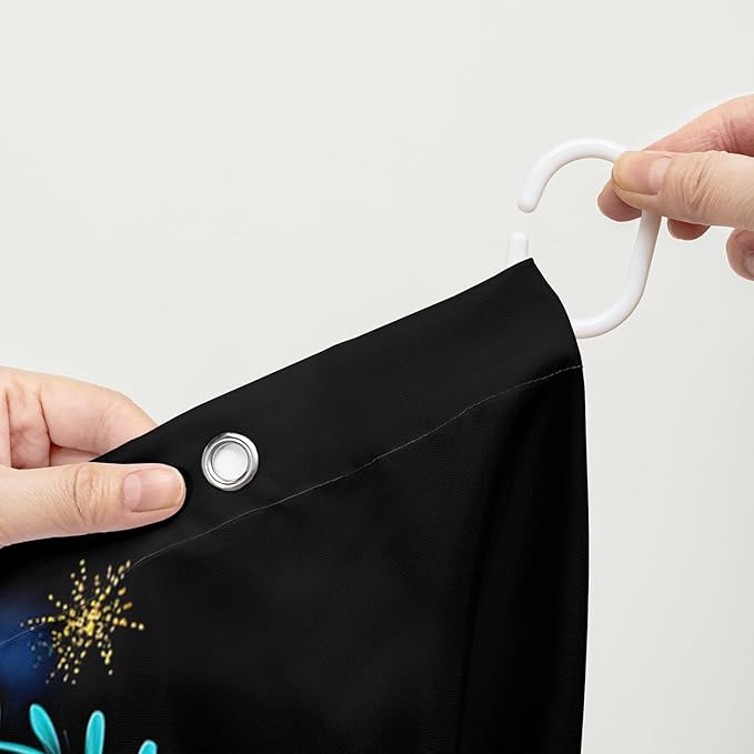 AILONEN Mushroom Shower Curtain for Bathroom,Butterfly Flower Design,Polyester Fabric,Waterproof,Blue Purple Fungus Plants Black Bath Curtains Washable,with 12 Plastic Hooks, 60" W x 72" H