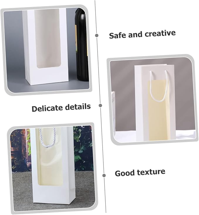 4pcs Window Wine Bag Flower Kraft Bags Wine Bags Bulk Wine Bags for Wine Bottles Brown Paper Bags Red Wine Bag Kraft Paper Open The Window White Decanter