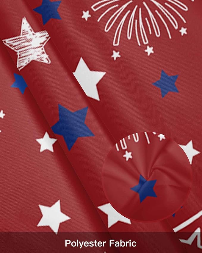Patriotic 4th of July Kitchen Curtains Valances for Windows Red White Blue Stars Freedom Rod Pocket Window Treatment for Kitchen /Living Room/Bedroom/ Bathroom, 42" X 12", Memorial Day Summer