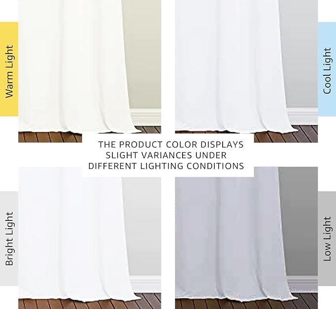 NICETOWN Solid Window Curtain Panels, Grommet, Polyester, Bedroom, White, 42 x 90, Pack of 2