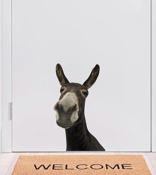 Cute Donkey Wall Decal Peel and Stick Funny Donkey Head Sticker Wall Decals Funny Gifts for Kids Friends Kitchen Bedroom Playroom Game Room Farm Barn Showcase Funny Car Sticker