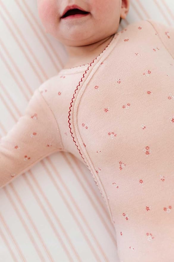 Ely's & Co. Fitted Bassinet Sheet 100% Jersey Cotton 2 Pack for Baby Girl - Pink Butterflies + Stripes