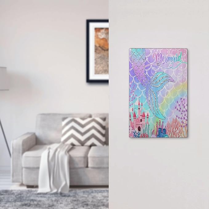 Silvery Glitter Cute Mermaid Tail Fantasy Castle 1 Gang Light Switch Covers No Device Wall Plate Decorative Blank Switchplate Electrical Faceplate for Kidroom Nursery Girlroom Bedroom Decor