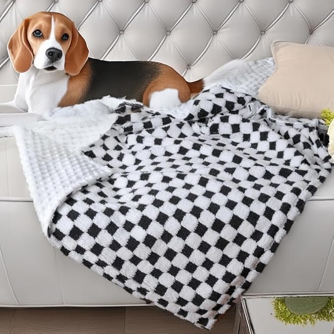 Soft Checkered Baby Blankets for Unisex Girls or Boys Breathable Gender Neutral Nursery Double Layer Blankets with Dotted Backing for Newborn Toddlers (30” X 40”)