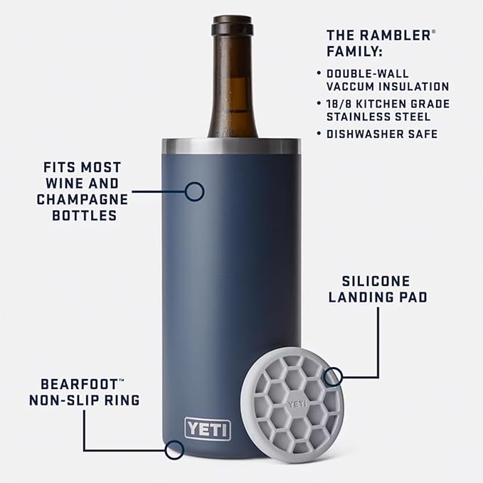YETI Rambler Wine Chiller, Fits Most Wine Bottles, Big Wave Blue