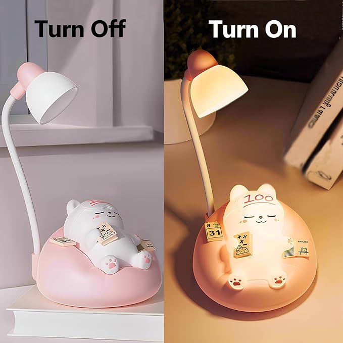 Baby Night Light for Kids, LED Touch Bedside Table Lamp with Dimming Function, Nursery Night Lamp Soft Lighting USB Rechargeable Nightstand Lamp for Bedroom Living Room Cute Home Desk Decor (Pink)