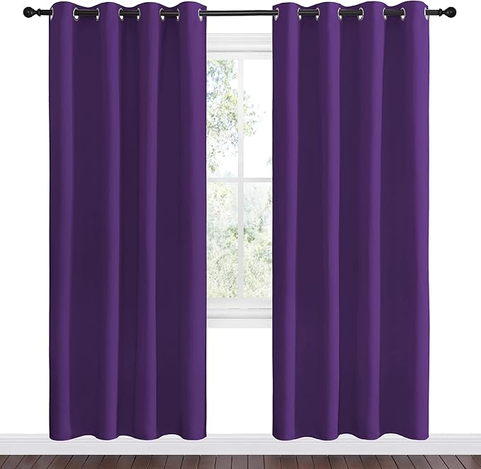 NICETOWN Purple Blackout Curtains 78 inches Long, Niose Reducing and Thermal Insulated Room Darkening Curtains for Girls Bedroom Living Room Window Decoration (55 inches Wide, 2 Panels)