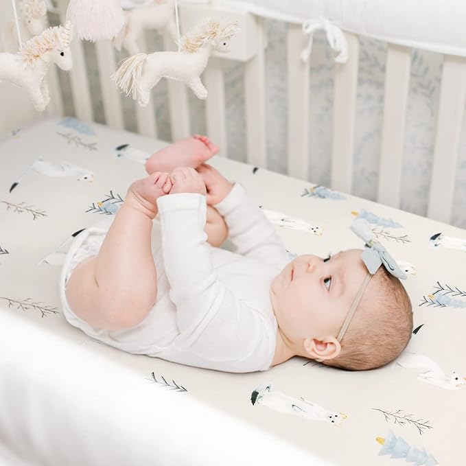 Stretch Ultra Soft Jersey Knit Fitted Pack and Play Sheets Set 2 Pack, Fit Portable/Mini Cribs Sheets, Playpen Mattress Pads Safe and Snug, Cute Stylish Playard Sheets Wild Forest Print for Baby