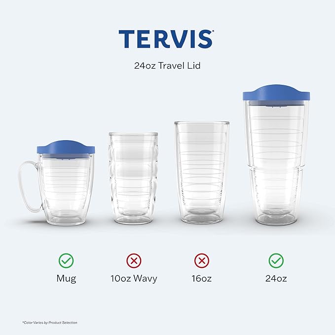 Tervis Travel Lid Made in USA Double Walled Insulated Tumbler Travel Cup Keeps Drinks Cold & Hot, Fits 24oz Tumblers & 16oz Mugs, Frosted White