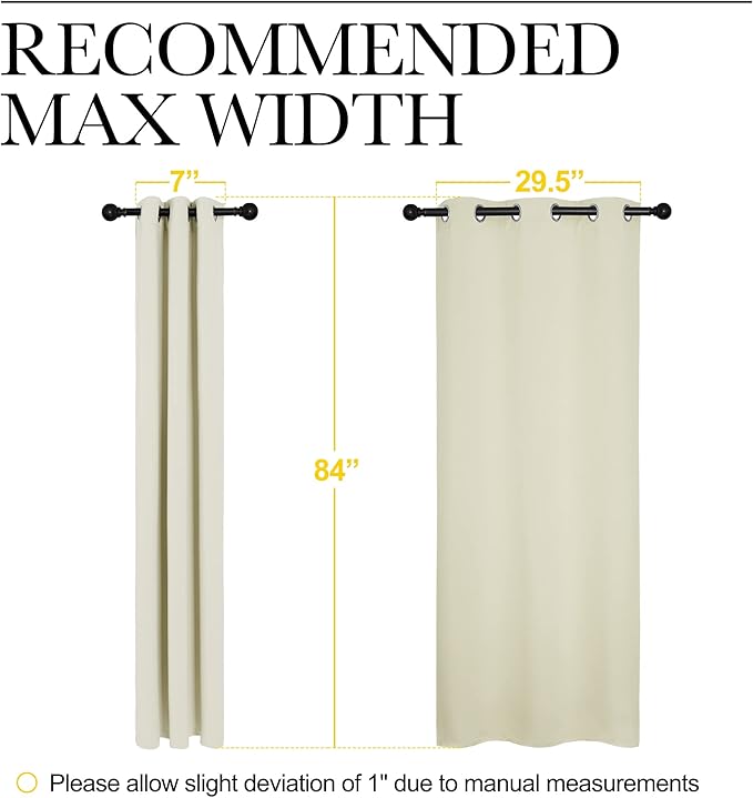 NICETOWN Blackout Curtains for Bedroom, Thermal Insulated Curtains & Drapes with Grommet Top for Living Room, Privacy Window Treatment Draperies (Beige, 34 W by 84 L, Set of 2)