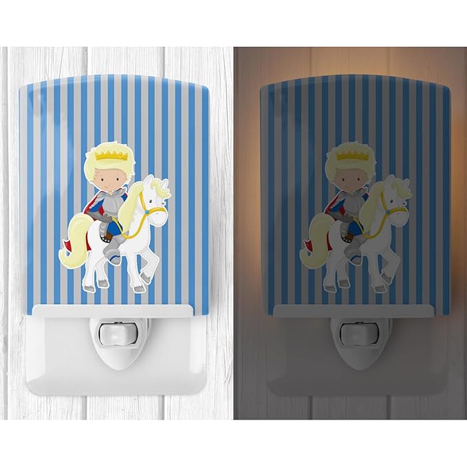 Caroline's Treasures BB8749CNL Blonde Boy Prince on Horse #2 Ceramic Night Light Compact, UL-Certified, Ideal for Bedroom, Bathroom, Nursery, Hallway, Kitchen, 6x4x3, Multicolor