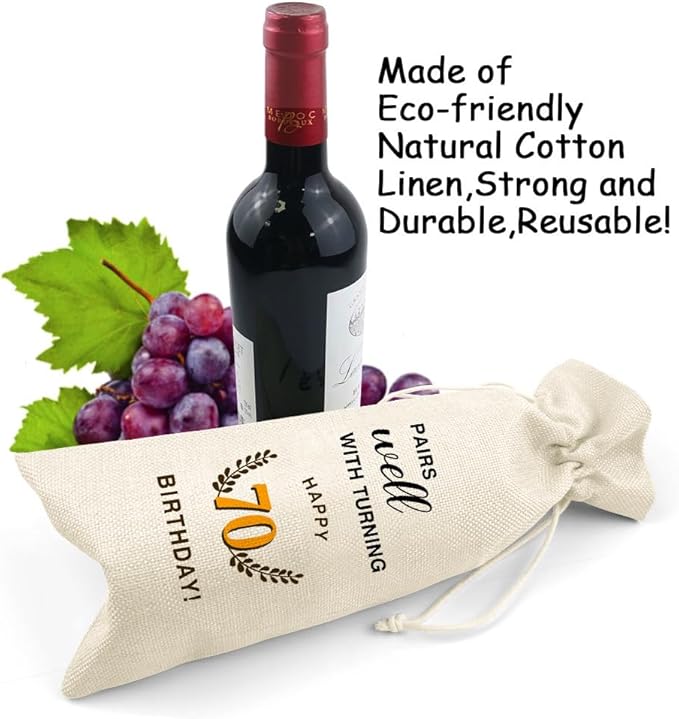 LANBAIHE 70th Birthday Gifts for Her,70th Birthday Gift for Women Men, 70 Years Old Birthday Gifts Wine Bag, 70th Birthday Decorations Party Supplies-1954 Birthday (70 BIRTHDAY)
