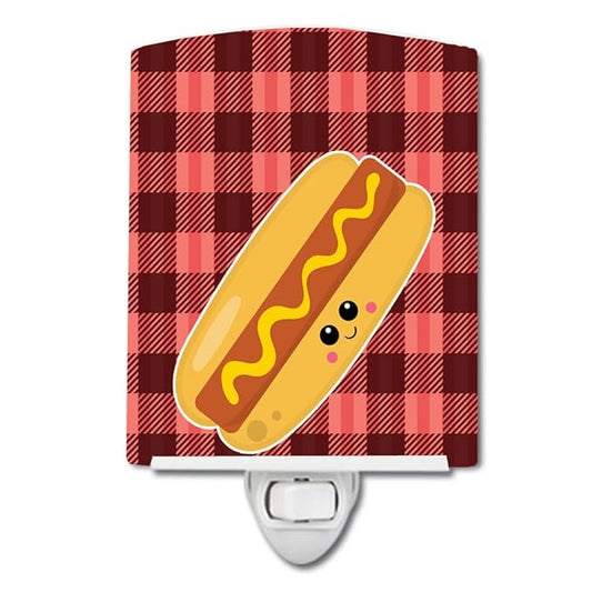 Caroline's Treasures BB7045CNL Hot Dog Face Ceramic Night Light Compact, UL-Certified, Ideal for Bedroom, Bathroom, Nursery, Hallway, Kitchen, 6x4x3, Multicolor