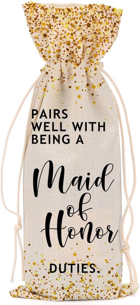 Maid of Honor Gifts Bridal Shower Gifts Wedding Wine Bag Bachelorette Gifts for Bride Fiance Gifts for Women Men Friend Him Her Lady Bachelorette Party Wine Bags