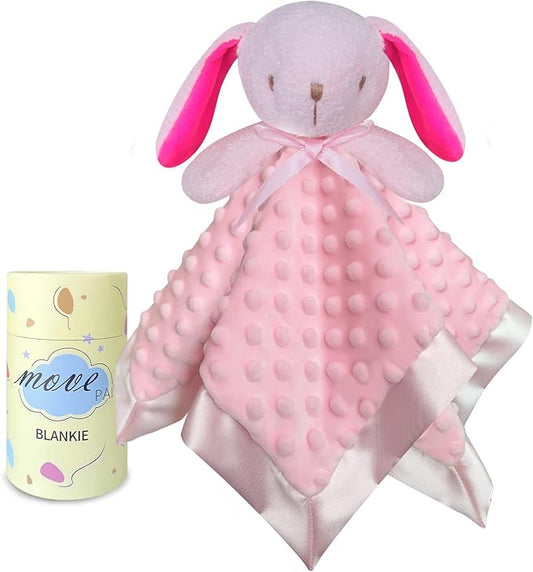 Pink Bunny Baby Security Blanket Loveys for Babies Girls, 16" Soft Baby Lovey Blanket, Baby Snuggle Stuffed Animals Blankie, Baby Girls Gifts for Infant and Toddler