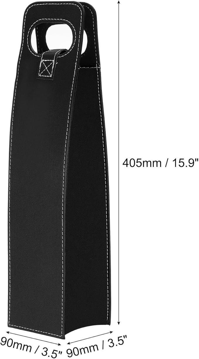 PATIKIL Wine Gift Bag, Wine Bag Reusable Leather Wine Tote Carrier for Wine Bottles Portable Champagne Gift Bags for Picnic Party Wedding, Black