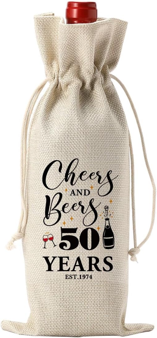 50th Birthday Decorations for Her Women Him, 50th Birthday Gifts for Her Wine Bag, 50 Years Old Birthday Wine Gifts Bag, Fifty Birthday Gifts for Women Her Sister Friends Wine Gift Bag
