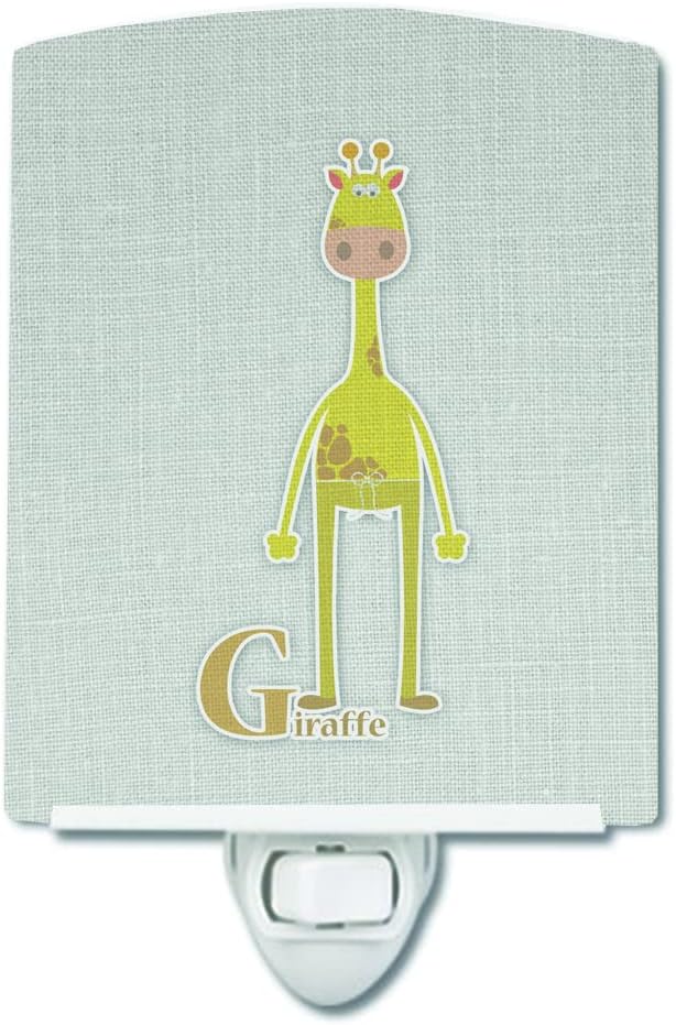 Caroline's Treasures BB5732CNL Alphabet G for Giraffe Ceramic Night Light Compact, UL-Certified, Ideal for Bedroom, Bathroom, Nursery, Hallway, Kitchen, 6x4x3, Multicolor