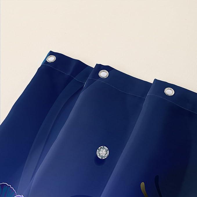 AILONEN Blue Floral Shower Curtain for Girls,Beautiful Butterfly Heart Flower Bath Curtain for Bathroom,Blue Print Polyester Waterproof with 12 Plastic Hooks, 72" W*78" H Blue