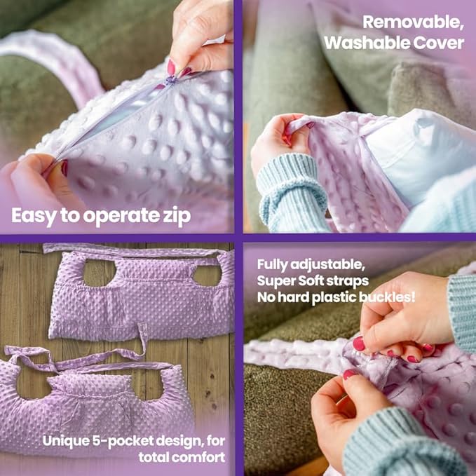Mastectomy Pillow Post Op Pillow for Breast Surgery Recovery | Choose The Color for You | Hand Ice-Pack Pockets | Converts to Cloud Soft Cushion (Lavender Muse)