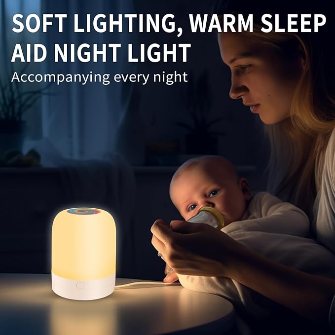 Small Nursery Night Light for Kids,13 Colors Dimmable Night Lamp for Bedroom, Portable Stepless Dimming Nursery Lamp,Color Changing LED Touch Nursery Lamp for Children,Rechargeable Toddler Night Light