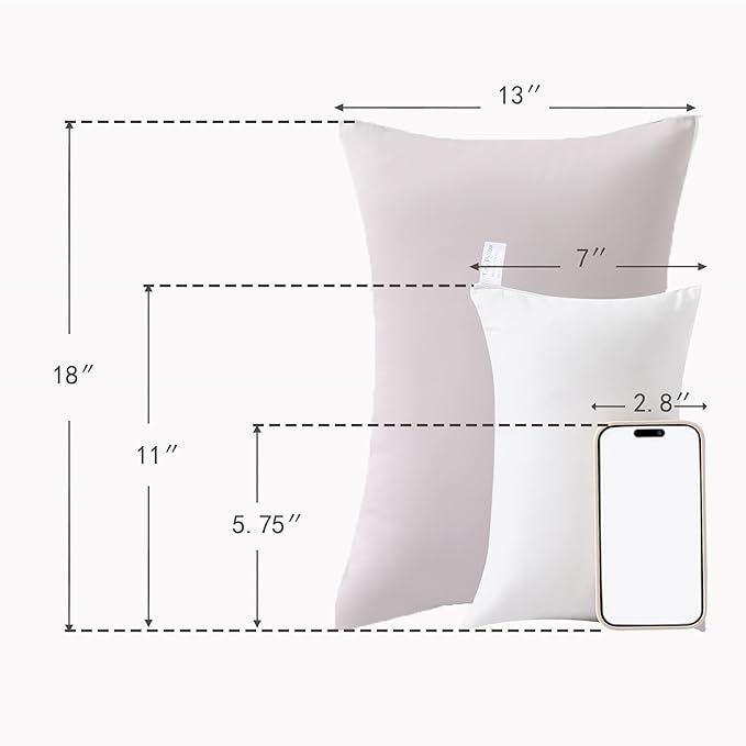 MEILA 2 Pack Cotton Toddler Pillows, 13x18 Pillows for Sleeping and Traveling, Machine Washable Kids Pillows Ideal for Crib, Bed, Cot and Nap, Qrange & Light Grey