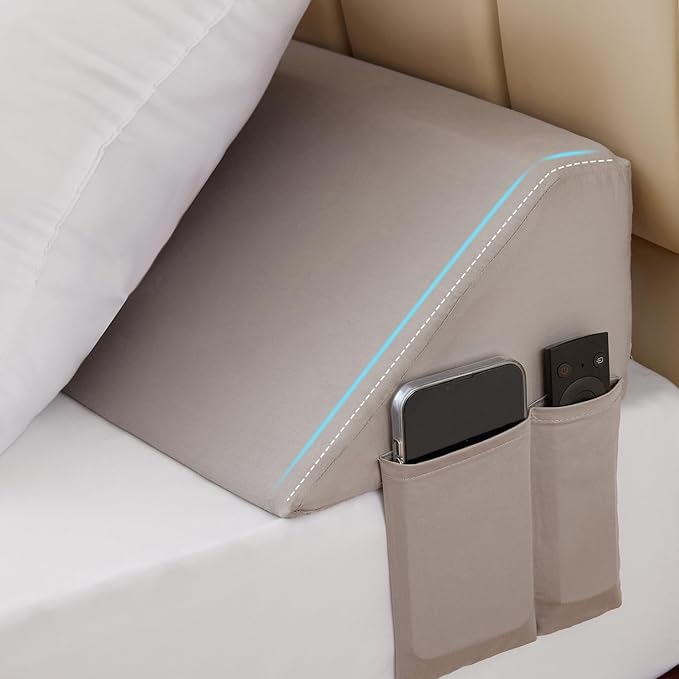 Queen Bed Wedge Pillow for Headboard, Foam Headboard Pillow, Bed Gap Filler, Mattress Wedge, Mattress Gap Filler Queen - Fill The Gap (0-7") Between Headboard and Mattress (Gray, 60"x10"x6")