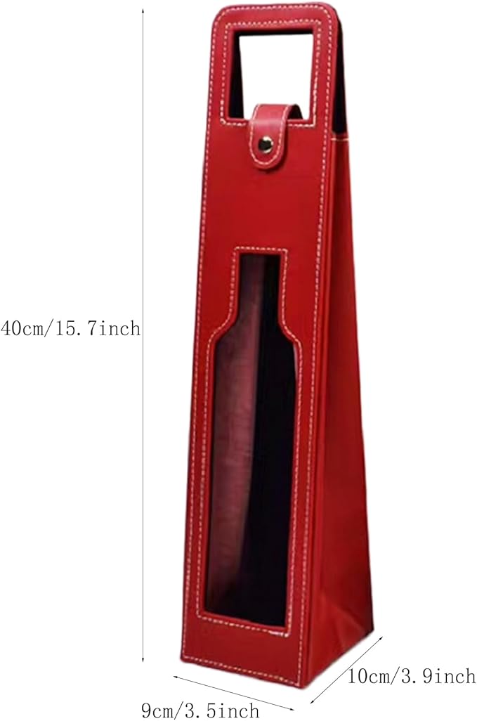 Resuable Leather Wine Tote Bag,Leather Wine Bottle Packaging Bag Classic Single Wine Bottle Gift Bag Leather Wine Carrier Tote Other Bar Accessories