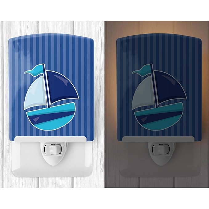 Caroline's Treasures BB8883CNL Nautical Sailboat #2 Ceramic Night Light Compact, UL-Certified, Ideal for Bedroom, Bathroom, Nursery, Hallway, Kitchen, 6x4x3, Multicolor