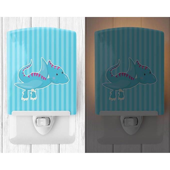 Caroline's Treasures BB8920CNL Dinosaur Pink #1 Ceramic Night Light Compact, UL-Certified, Ideal for Bedroom, Bathroom, Nursery, Hallway, Kitchen, 6x4x3, Multicolor