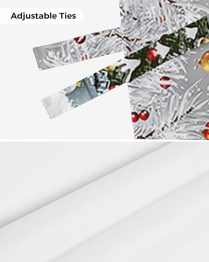 Christmas Gnome Blackout Tie Up Valance Curtains for Kitchen Windows Winter Merry Christmas Tree Balls Window Toppers Balloon Shades for Living Room/Bathroom/Bedroom,1 Panel, 42" X 18", Grey