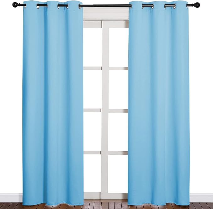 NICETOWN Triple Weave Thermal Insulated Ring Top Blackout Window Curtains for Bedroom (Double Panels, 42 inches x 84 inches, Blue)